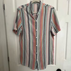 Striped linen blend coverup